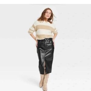 🔥 NWT! UNIVERSAL THREAD Super-High Rise Faux Leather Midi Skirt - Size 8